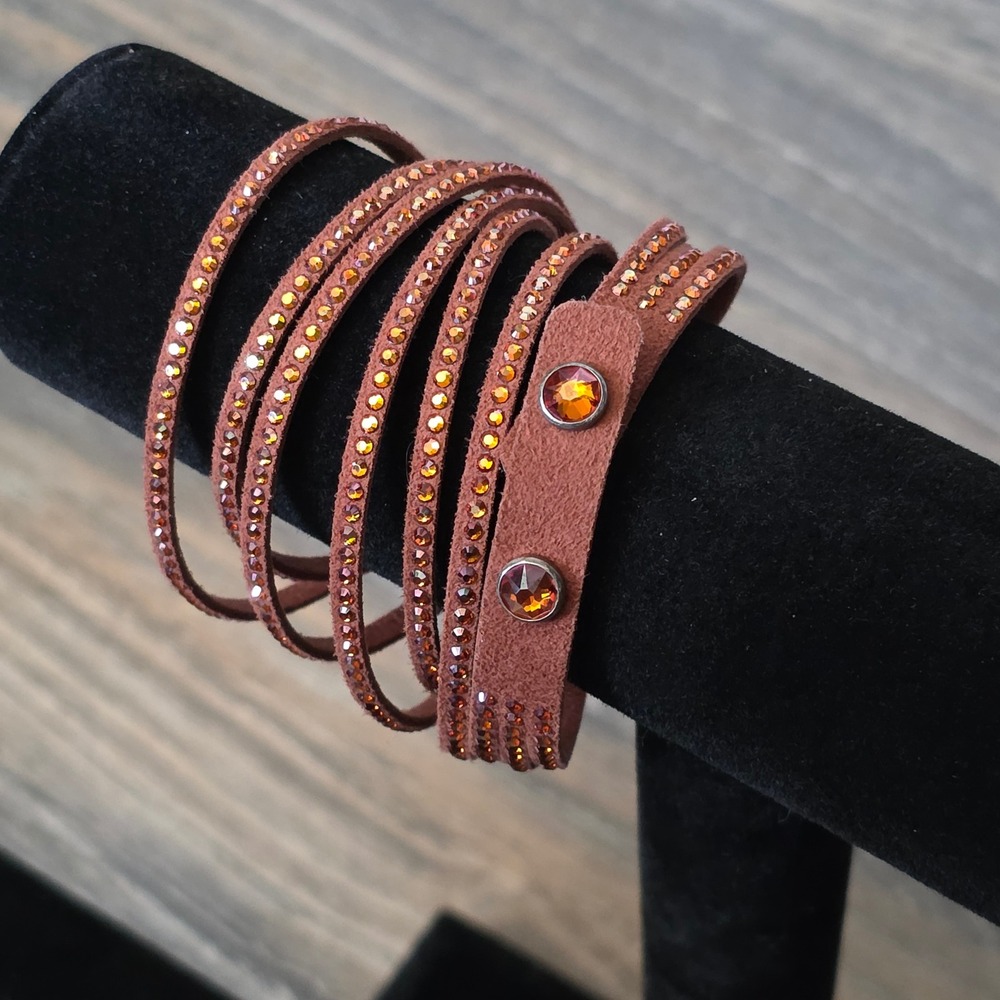 Touchstone Crystal Wrap Star Vegan leather Swarovski Crystal‎ Rust